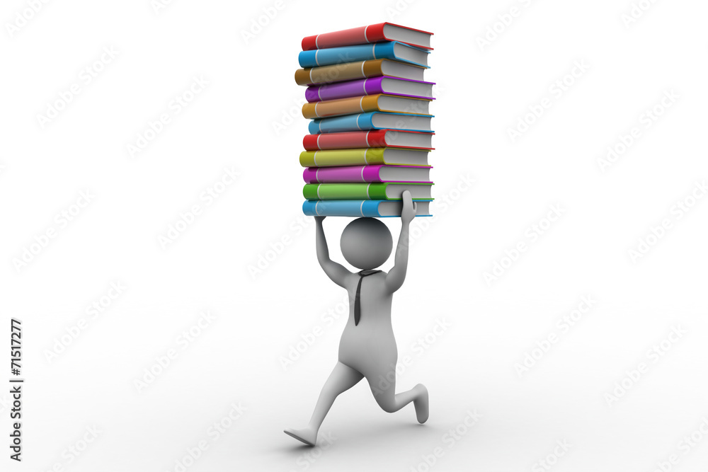 3d man carrying books 3d man carrying books