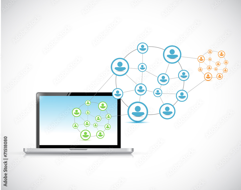 connection cycle and laptop illustration connection cycle and laptop illustration