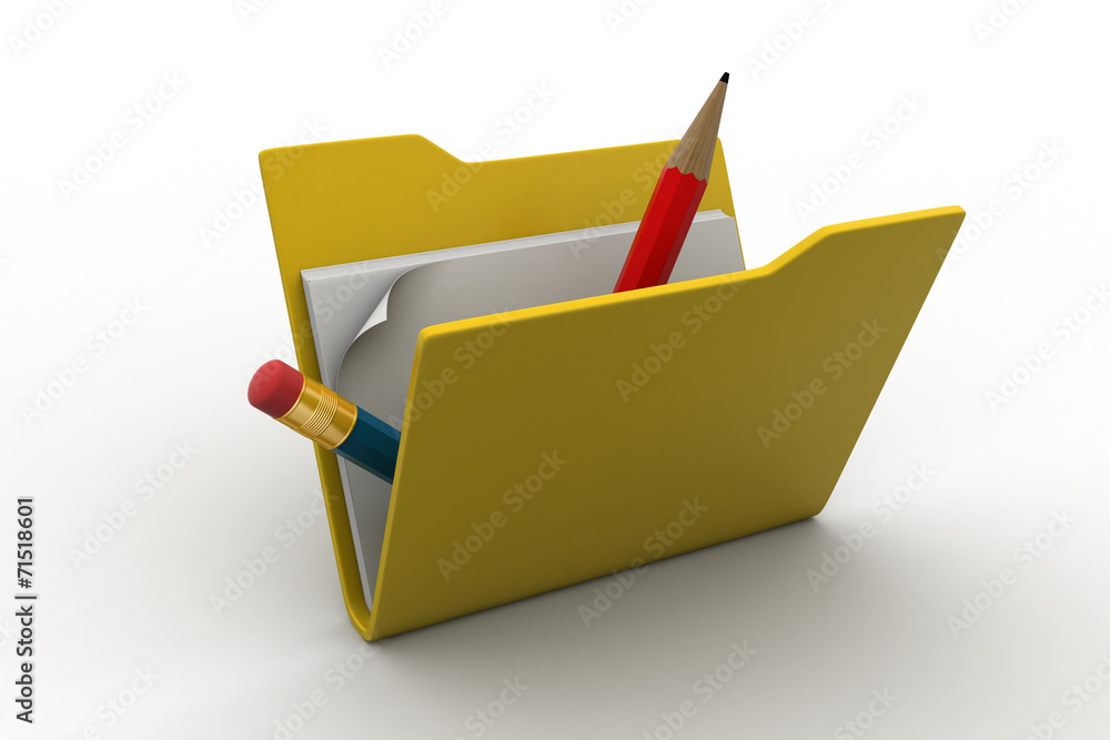 Computer file folder and pencil Computer file folder and pencil