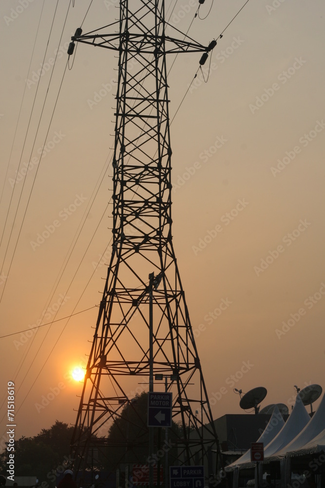 Electrical Tower and cables in the morning
