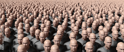 People rows. Unusual persons in row. Concept 3D illustration photo