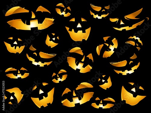 happy halloween pumpkins faces background