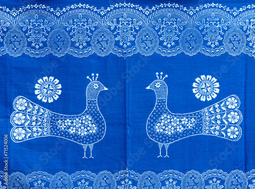 Traditional Hungarian blue-dyed fabric