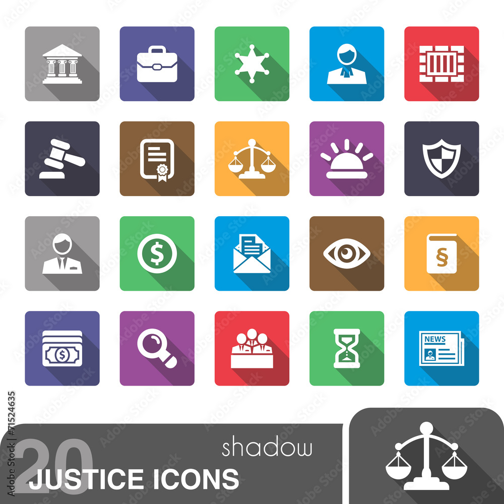 Justice icons with shadow.