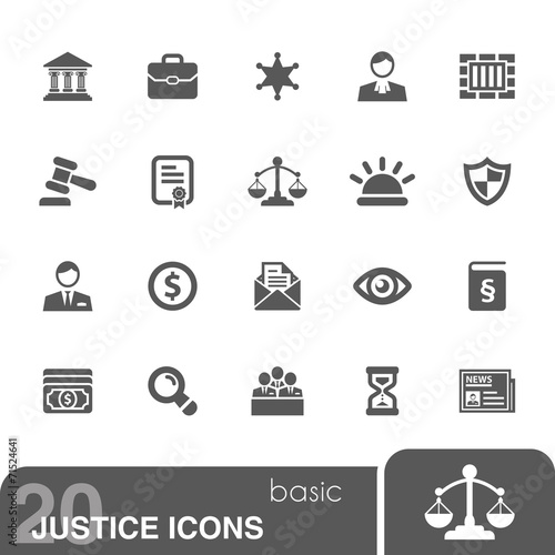Justice icons set.