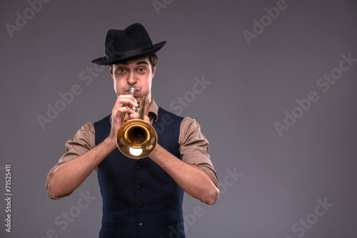 Tableau sur toile Handsome young jazz man