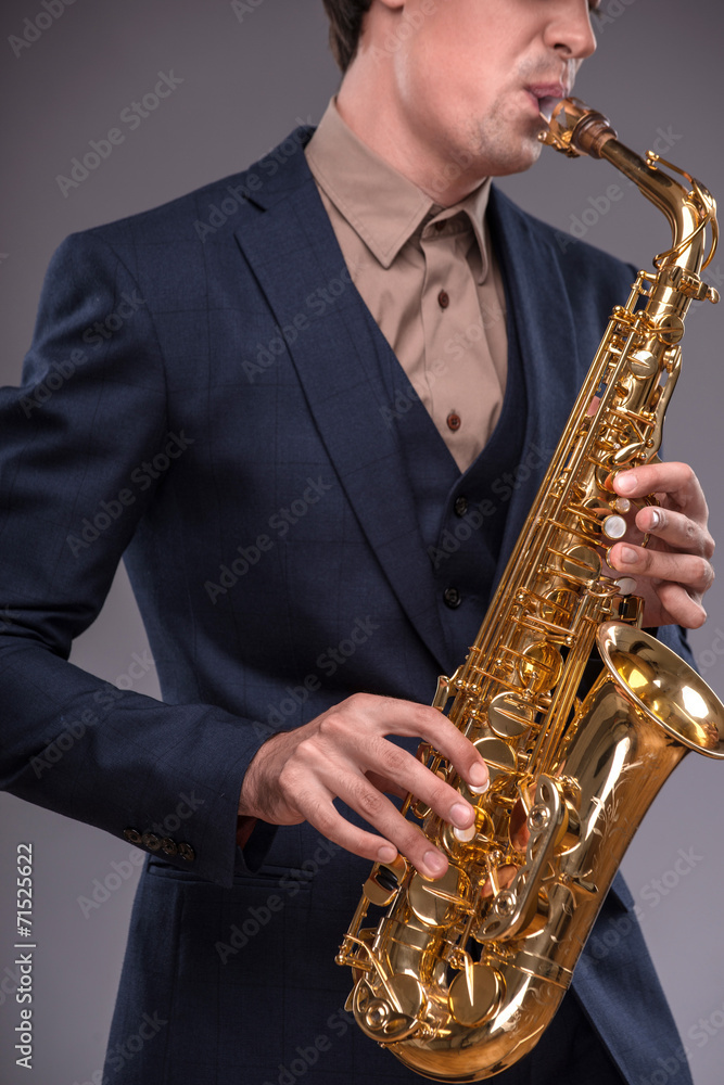 Fototapeta premium Handsome young jazz man