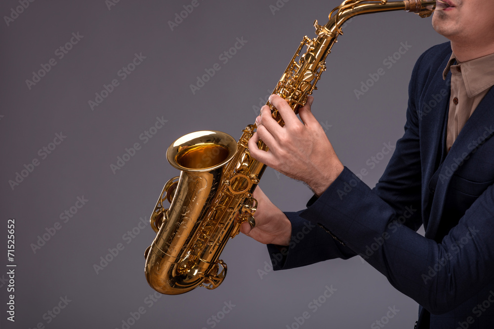 Fototapeta premium Handsome young jazz man