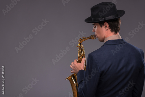 Sticker Handsome young jazz man