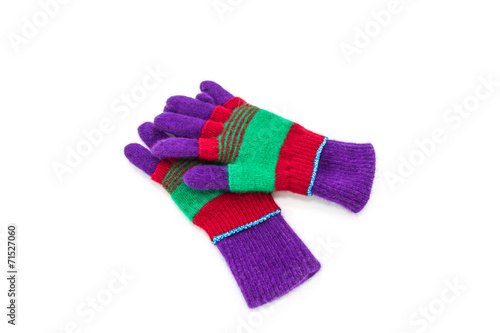 Colorful woolen glove.