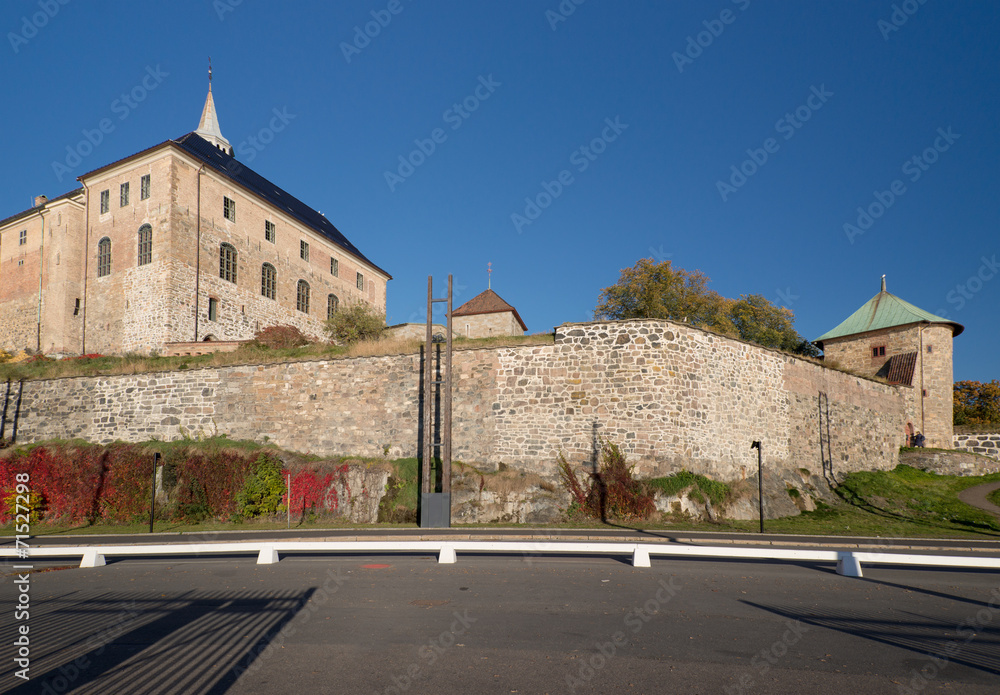 Walls of Oslo Akershus Fortress at late autumn Walls of Oslo Akershus Fortress at late autumn