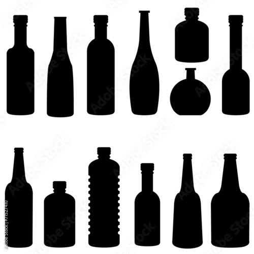 silhouette of bottle set vector