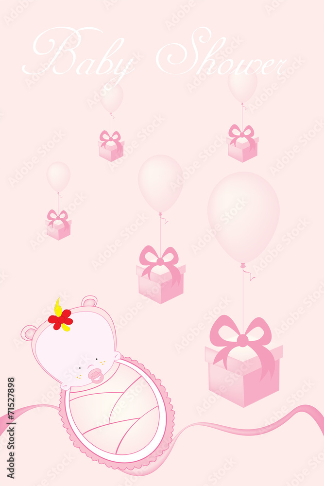 invitation card for baby girl shower vector illustration