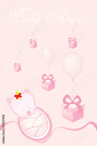 invitation card for baby girl shower vector illustration