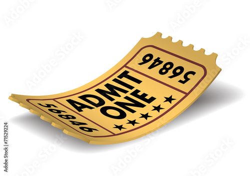 Vintage Admit One Cinema Ticket, Vector Illustration.