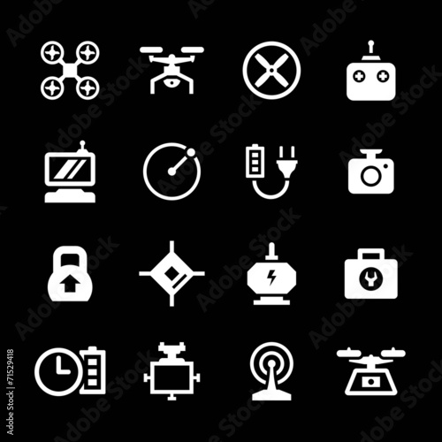 Set icons of quadrocopter, hexacopter, multicopter and drone