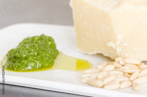 pine seeds and parmesan cheese for pesto sauce