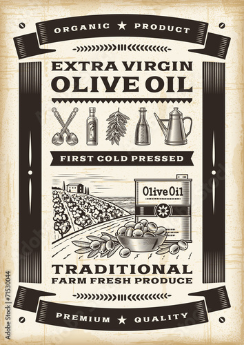 Vintage olive oil poster