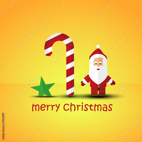 Modern flat Christmas background with Santa Claus