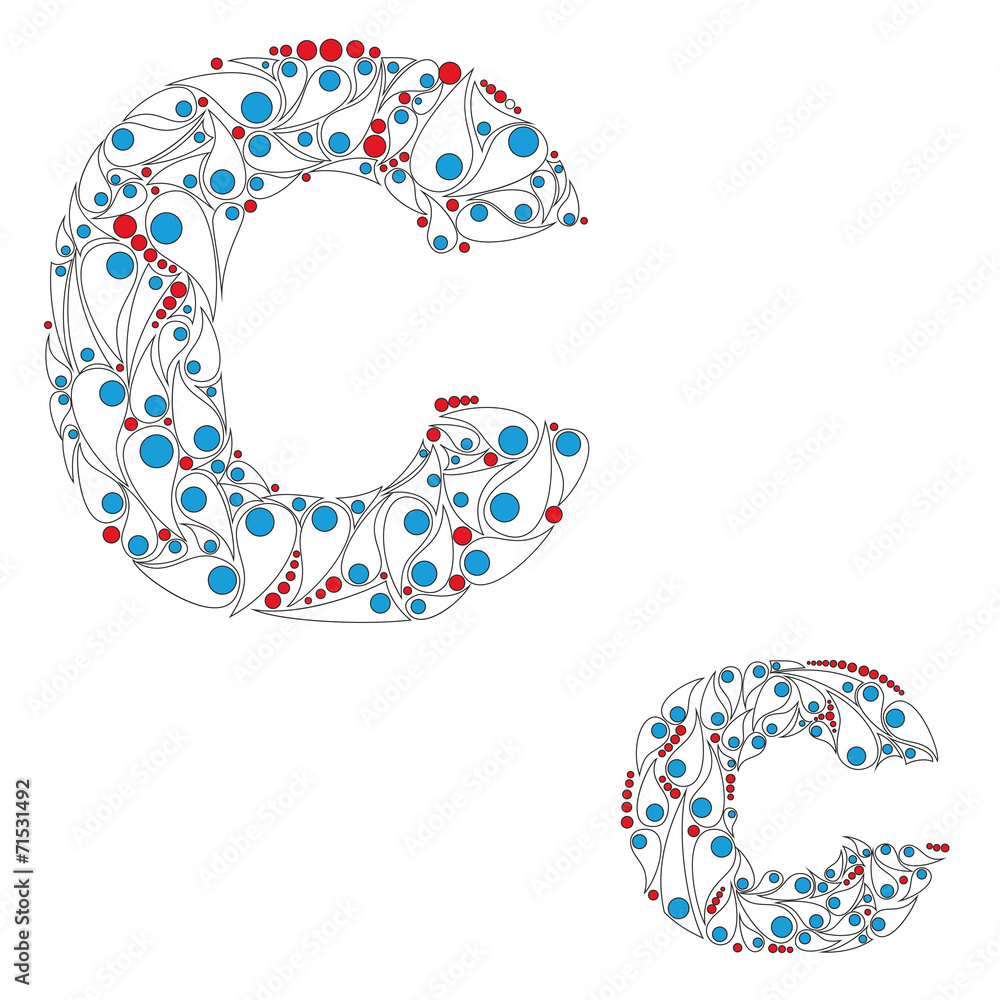Letter C. Bright element alphabet. ABC element in vector. Letter C. Bright element alphabet. ABC element in vector.