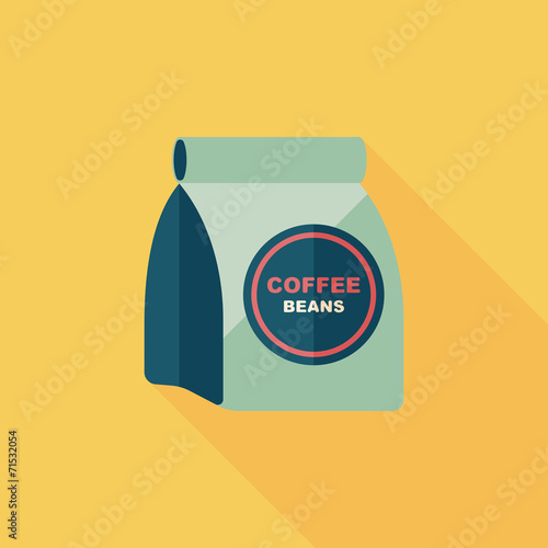 coffee bean flat icon with long shadow,eps10