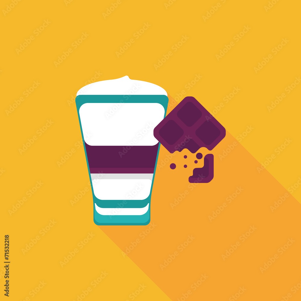 coffee with chocolate flat icon with long shadow,eps10 coffee with chocolate flat icon with long shadow,eps10