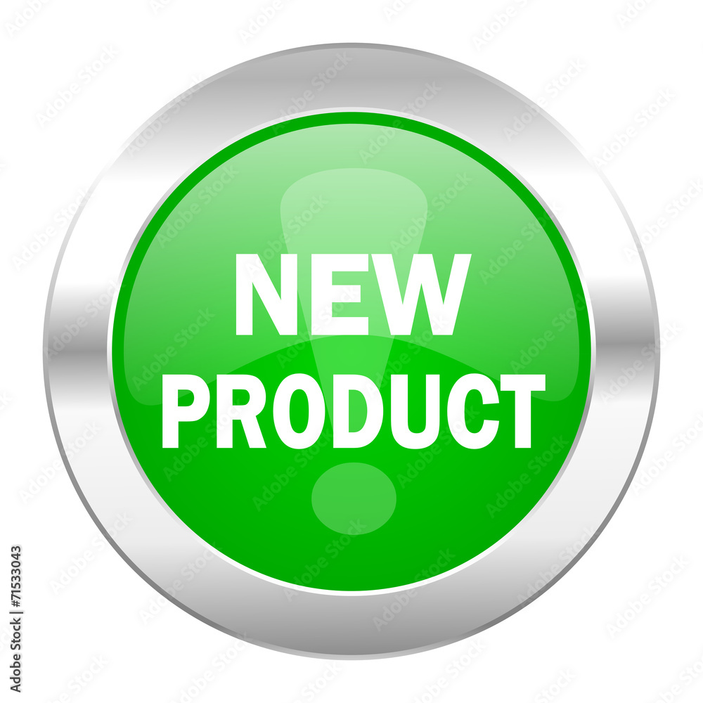 new product green circle chrome web icon isolated new product green circle chrome web icon isolated