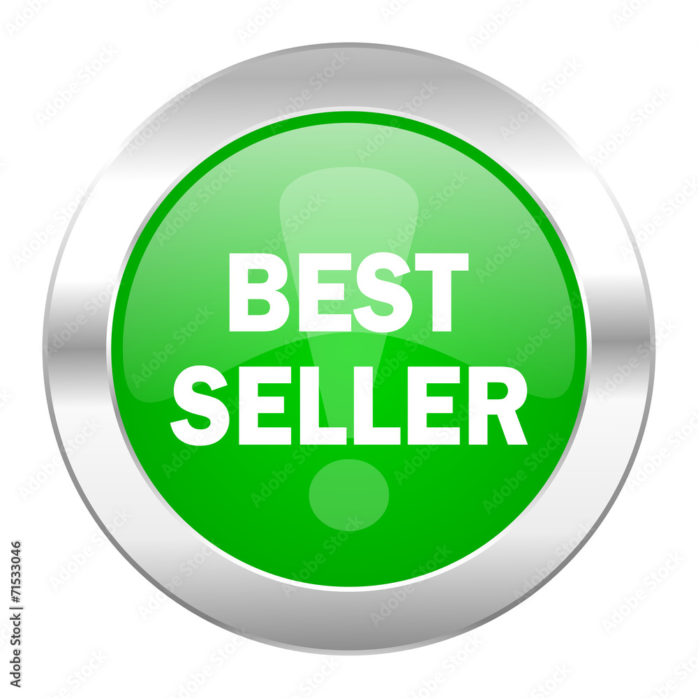 best seller green circle chrome web icon isolated best seller green circle chrome web icon isolated