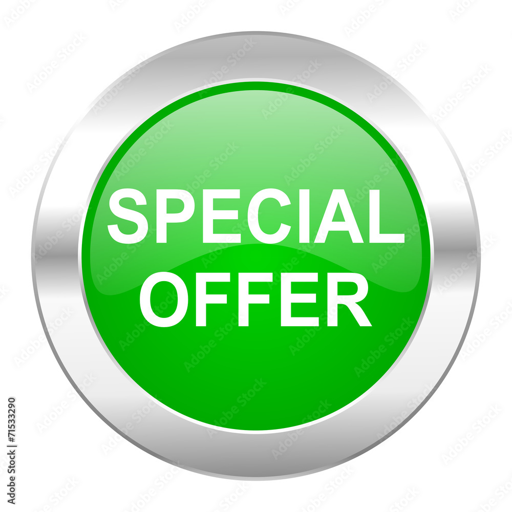 special offer green circle chrome web icon isolated special offer green circle chrome web icon isolated
