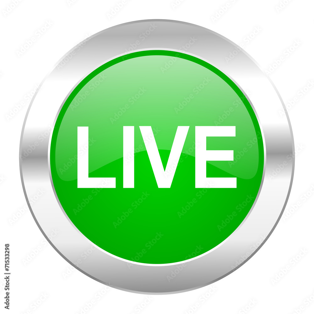 live green circle chrome web icon isolated live green circle chrome web icon isolated