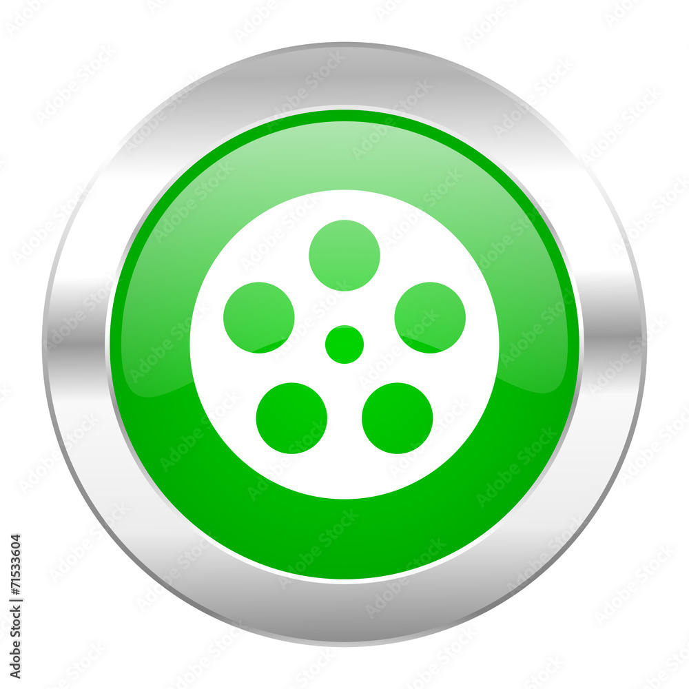 film green circle chrome web icon isolated
