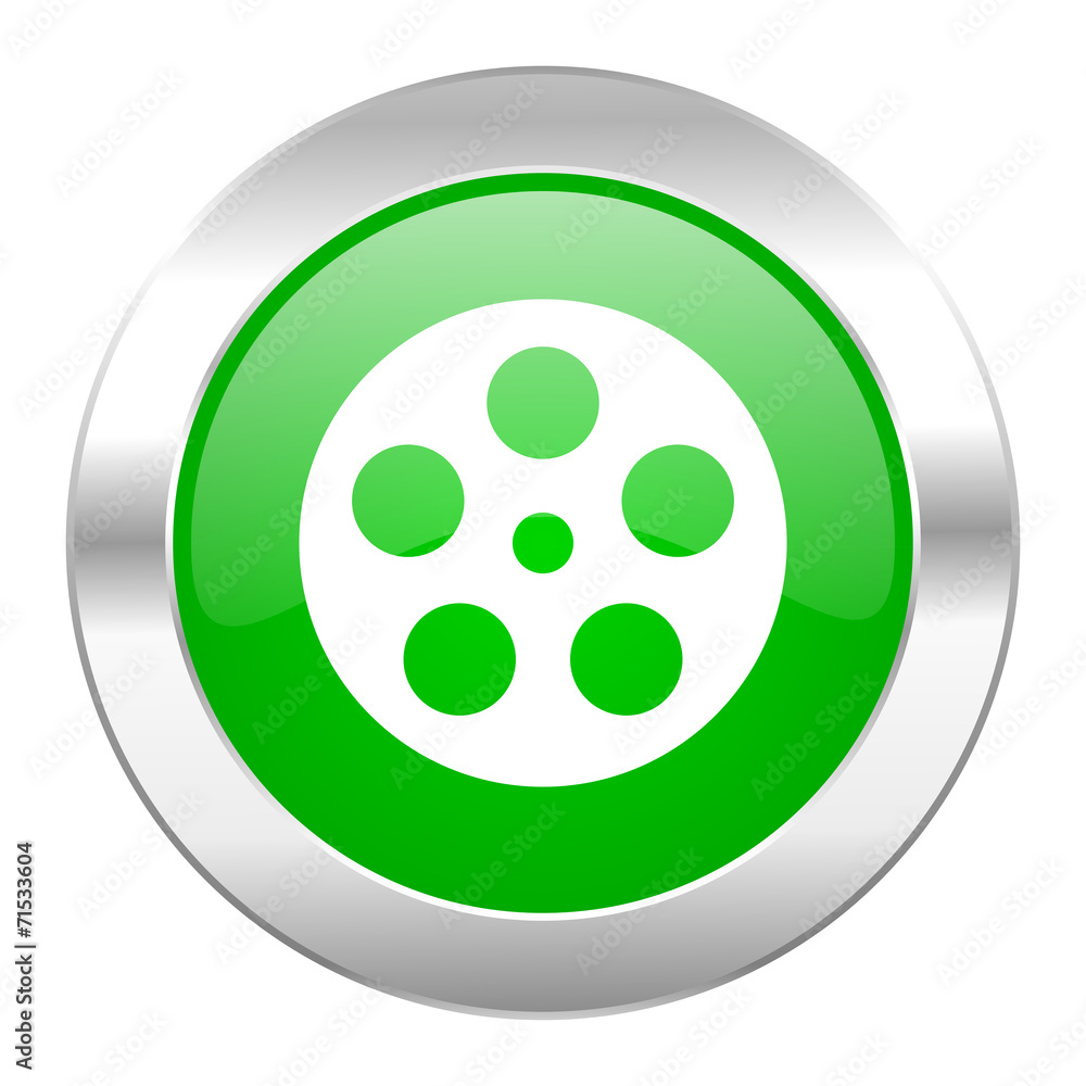 film green circle chrome web icon isolated film green circle chrome web icon isolated