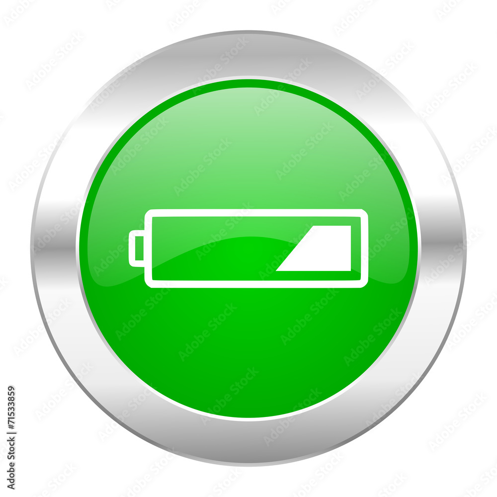 battery green circle chrome web icon isolated battery green circle chrome web icon isolated