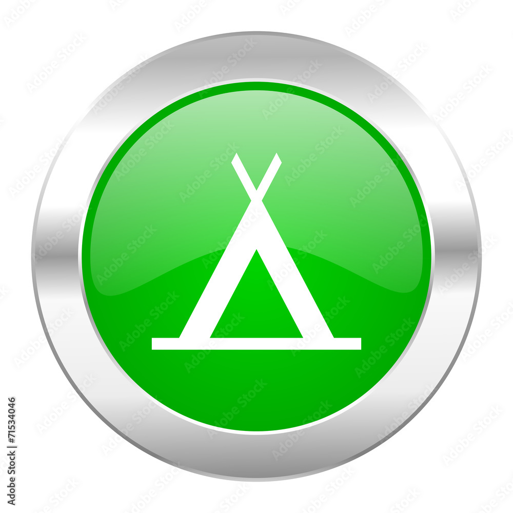 camp green circle chrome web icon isolated camp green circle chrome web icon isolated