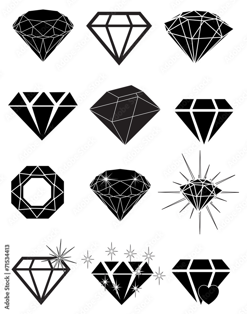 Diamond icons set Diamond icons set