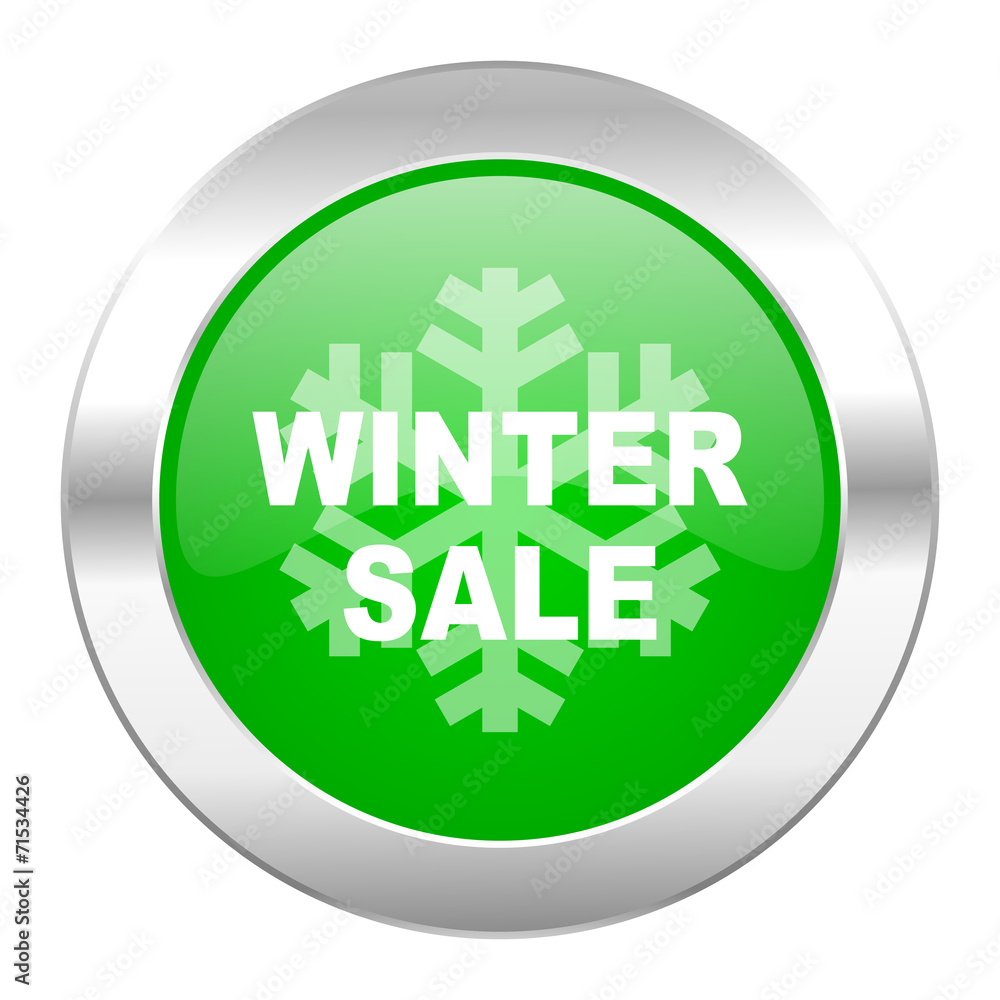 winter sale green circle chrome web icon isolated winter sale green circle chrome web icon isolated