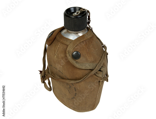 фотографія Army water canteen isolated on a white background