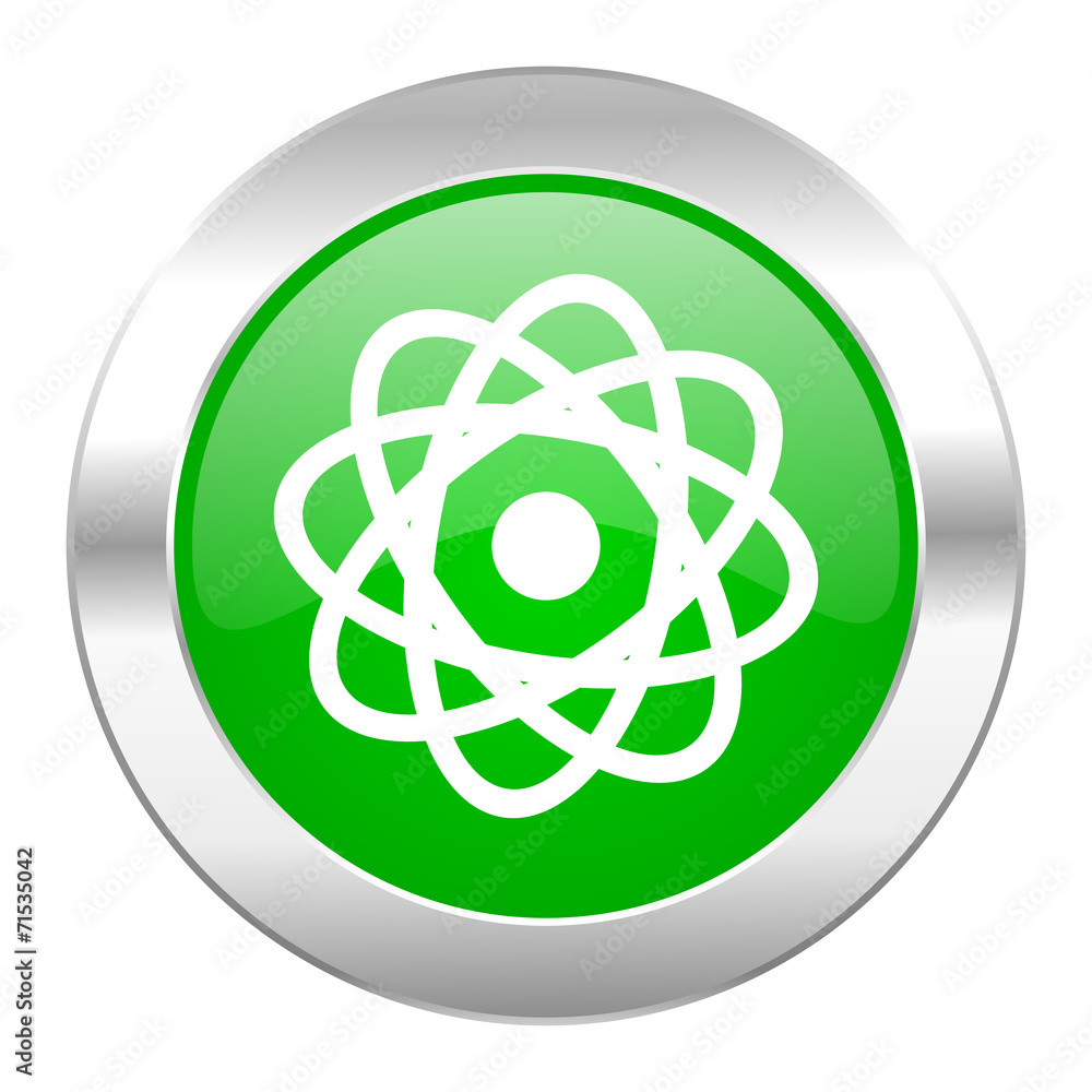 atom green circle chrome web icon isolated atom green circle chrome web icon isolated