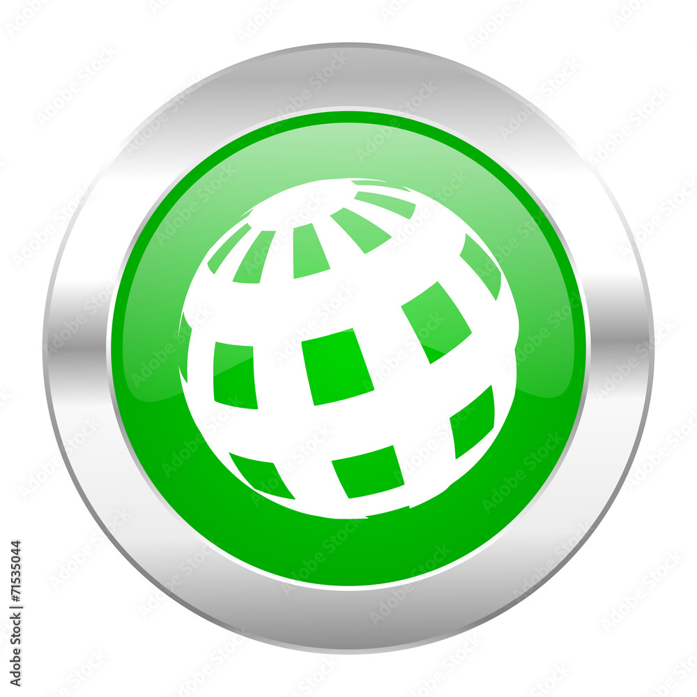earth green circle chrome web icon isolated earth green circle chrome web icon isolated
