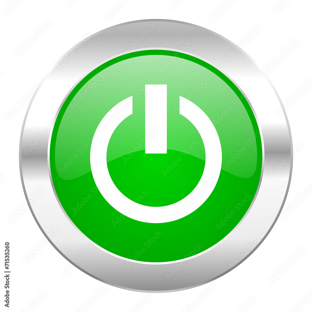 power green circle chrome web icon isolated power green circle chrome web icon isolated