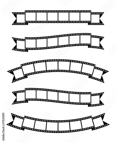 Set of vintage film strips ribbon seal decorative design element