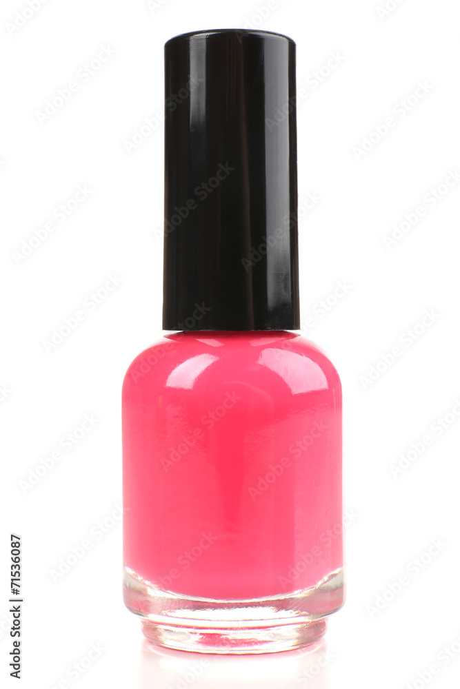 Pink nail polish isolated on white Pink nail polish isolated on white
