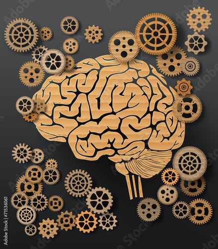 Vector illustration brain and gear.