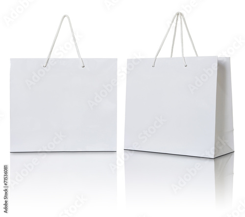 white paper bag on white background photo