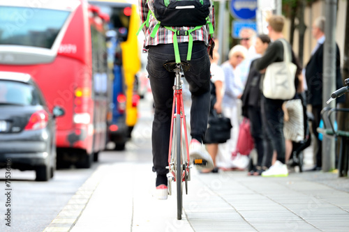 Wallpaper Mural Person on bike in traffic Torontodigital.ca