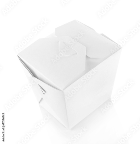 Takeaway box with food isolated on white