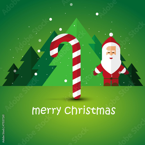 Modern flat Christmas background with Santa Claus