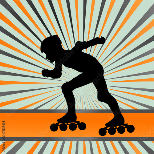 Kid roller skating vector background