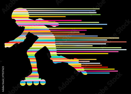 Roller skating silhouettes vector background winner concept