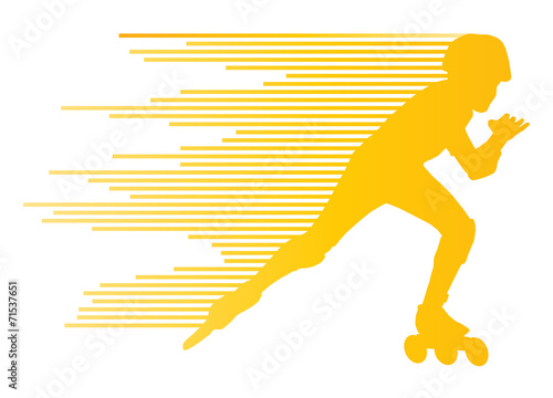 Roller skating silhouettes vector background winner concept